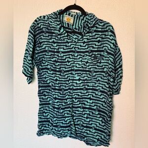 VINTAGE grapefruit moon Men's Blue and Black Striped Shirt size small